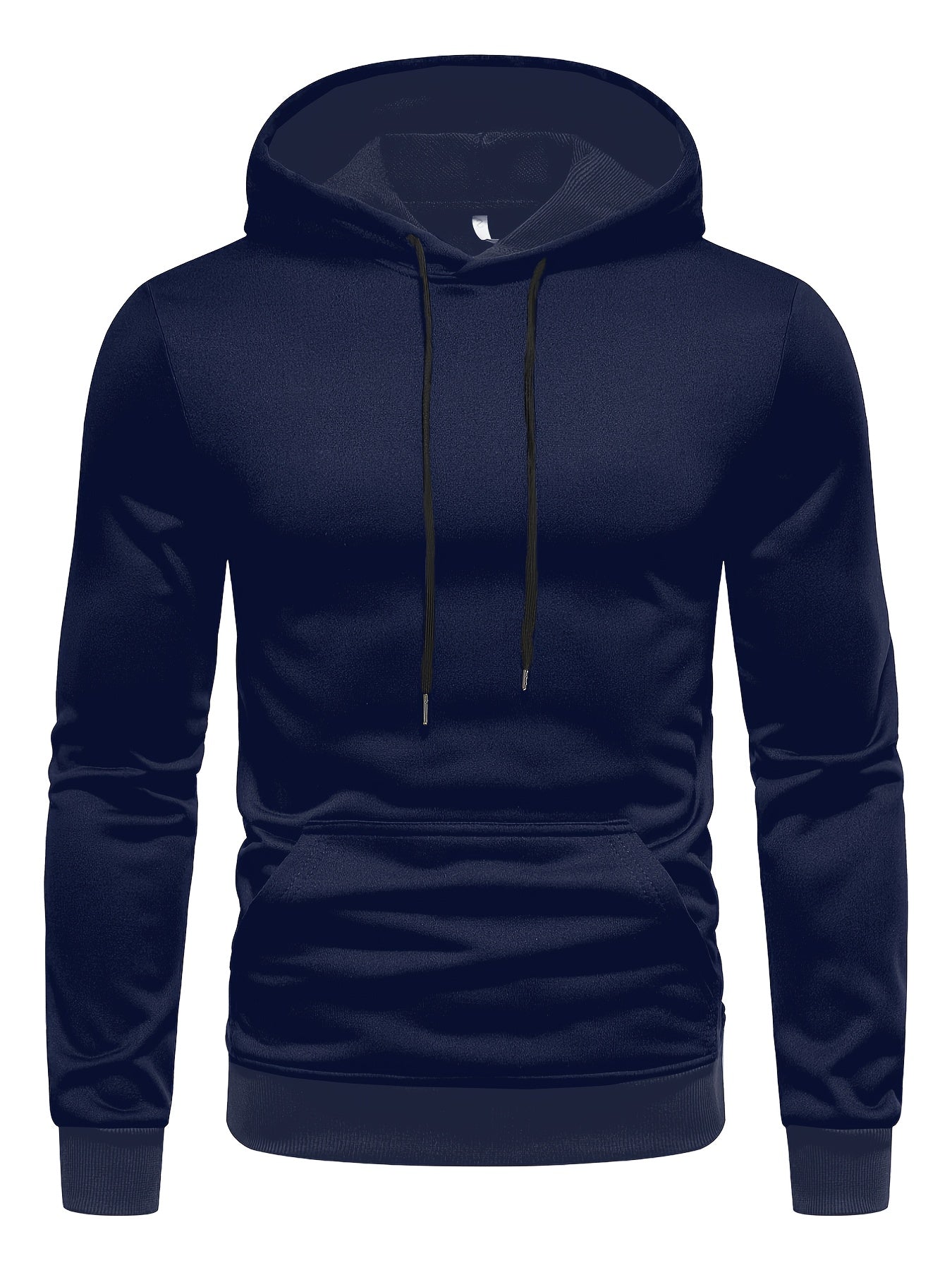 Men's Long Sleeve Solid Hoodies Street Casual Sports And Fashionable With Kangaroo Pocket Sweatshirt, Suitable For Outdoor Sports, For Autumn And Winter, Fashionable And Versatile