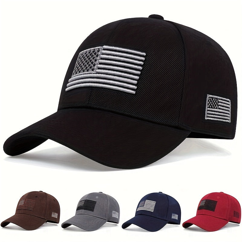 1pc Men's American Flag Baseball Cap, Adjustable Casual Hat For Spring/Autumn/Spring