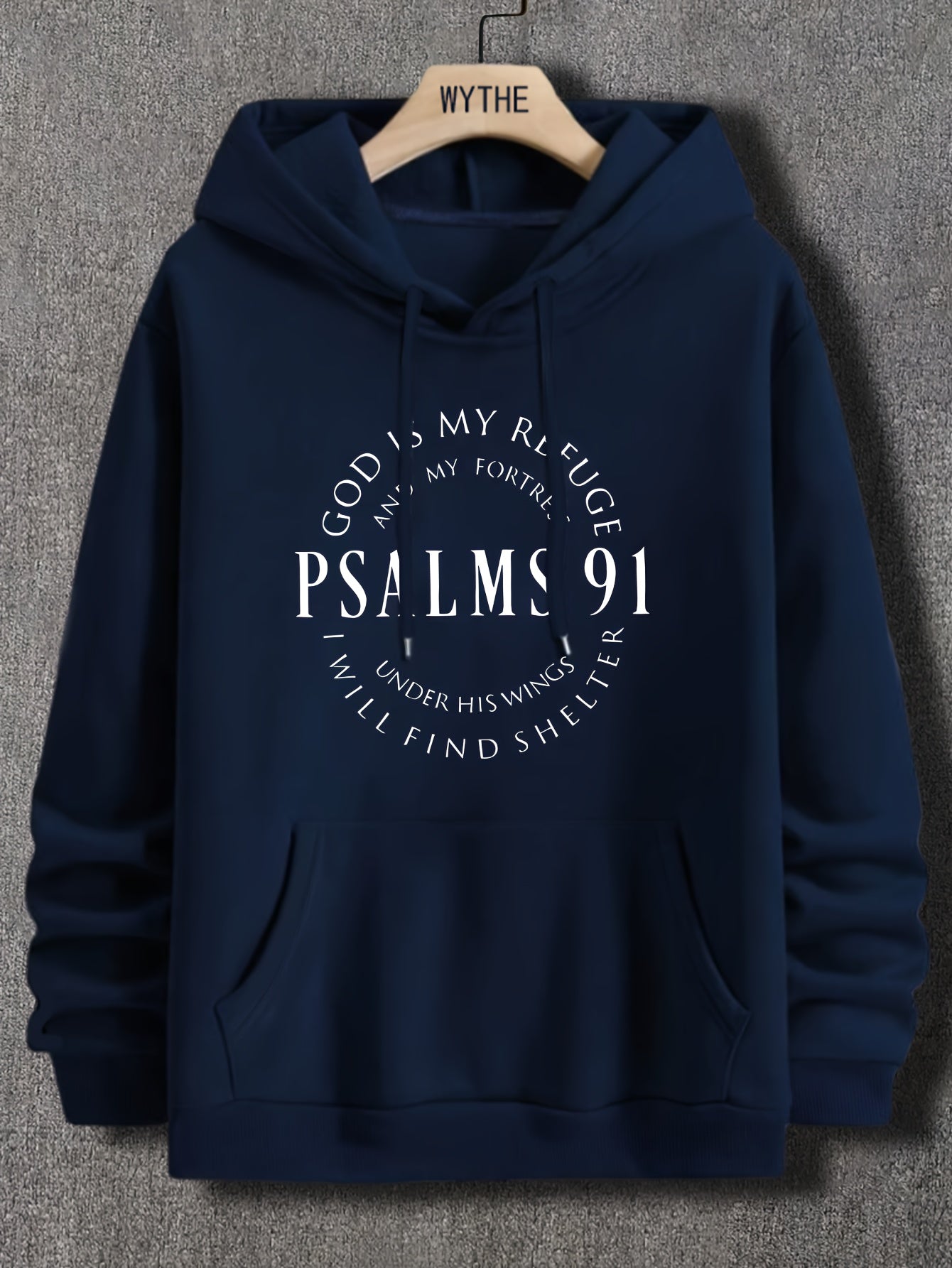 [Graphic PSALMS 91 Hoodie] Comfy Graphic PSALMS 91 Print Hoodies For Men - Kangaroo Pocket Loose Drawstring Trendy Hooded Pullover - Autumn Winter Mens Clothing