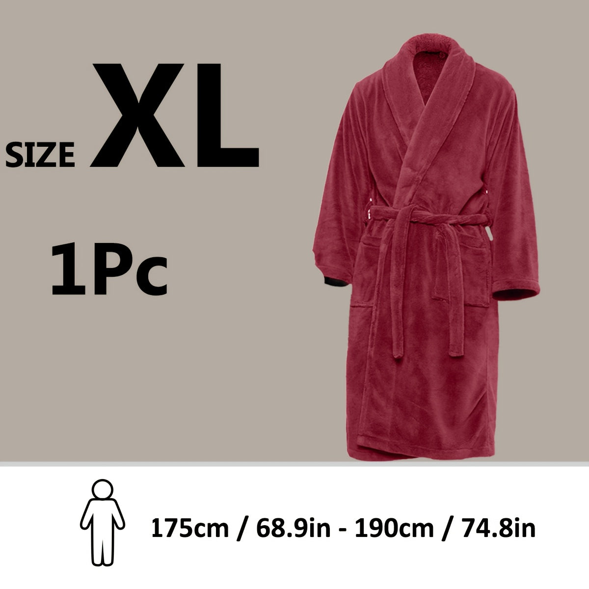 Unisex Extra Warm Coral Fleece Bathrobe Mens and Women Adult Robes for Your Bathroom Bedroom Shawl Collar Robes