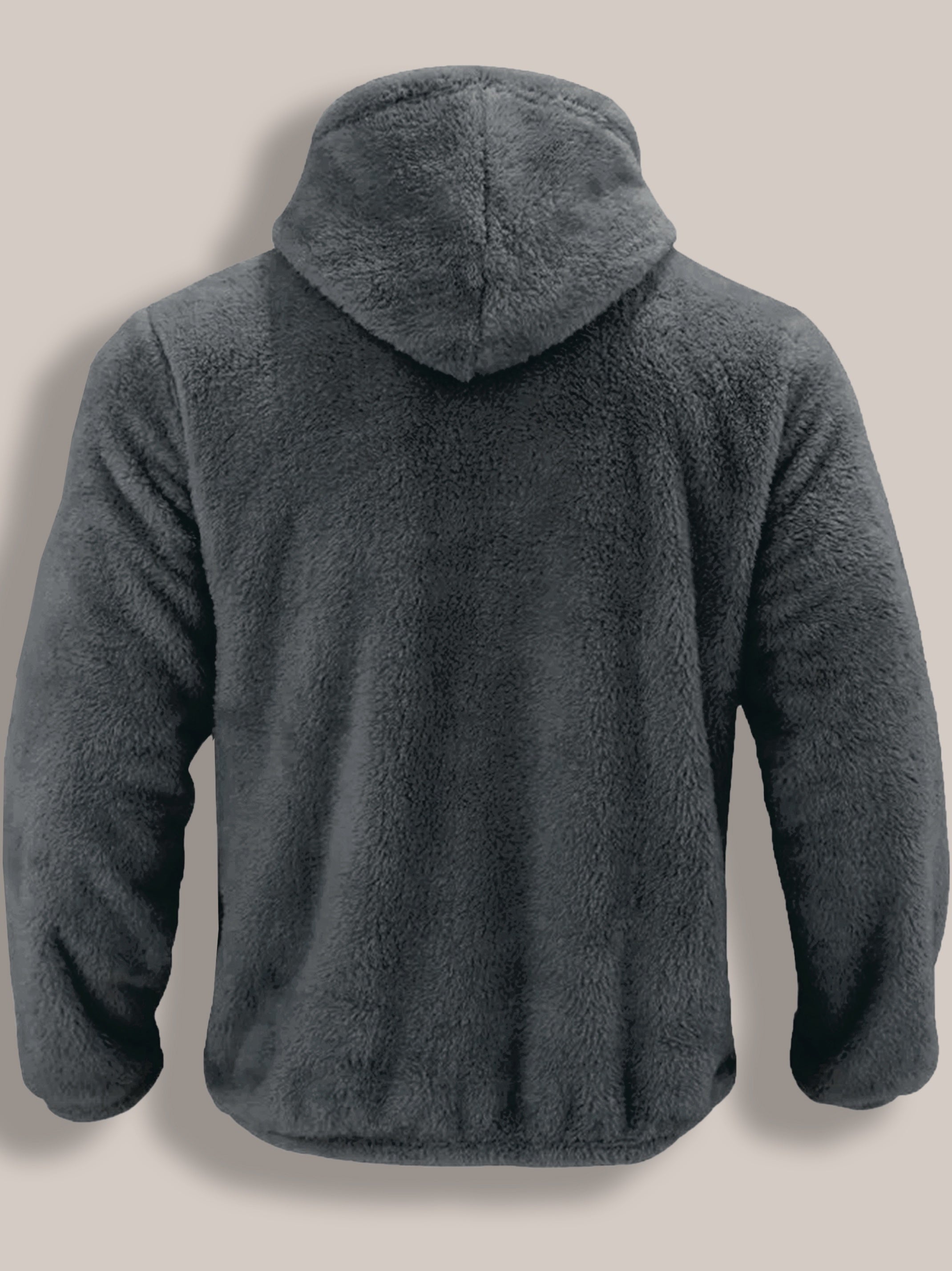 [Plus Size Warm Teddy Fleece Jacket] [Winter Ready] Men's Plus Size Light Gray Teddy Fleece Hooded Jacket - Warm, Windproof, Zip-Up Outerwear with Pockets for Fall/Winter, Machine Washable, Winter Clothes, PLUS SIZE