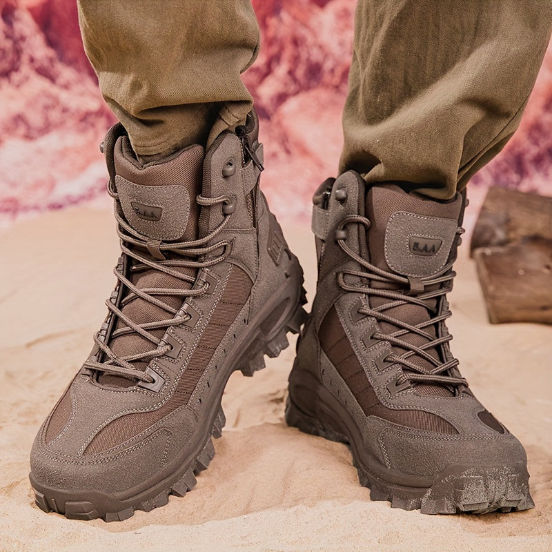 Men's Boots, Outdoor Lace-up Walking Hiking Shoes, Rugged Style Shoes