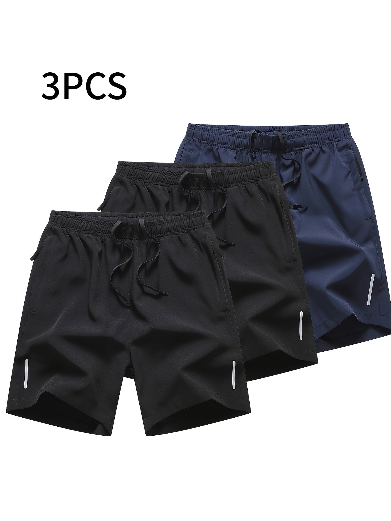 3pcs Men'S Summer Drawstring Casual Sports Shorts with zipper pockets- Breathable Fabric, Comfortable & quick-dry - Suitable for Outdoor Sports, Running, Hiking - For Men - Perfect Gift for Active Guys