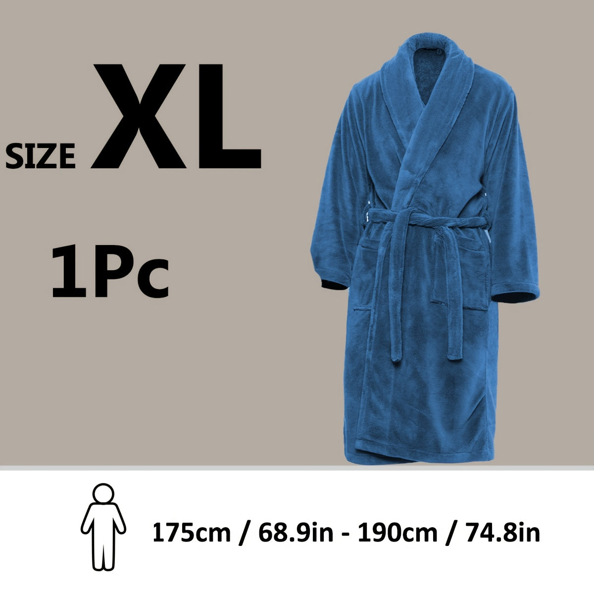 Unisex Extra Warm Coral Fleece Bathrobe Mens and Women Adult Robes for Your Bathroom Bedroom Shawl Collar Robes