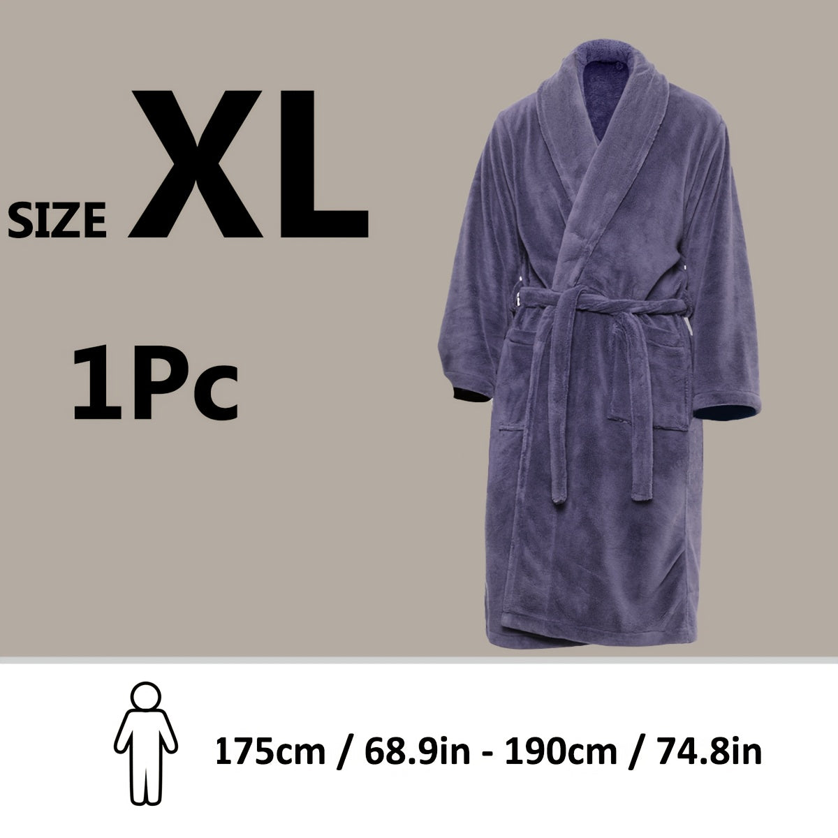 Unisex Extra Warm Coral Fleece Bathrobe Mens and Women Adult Robes for Your Bathroom Bedroom Shawl Collar Robes