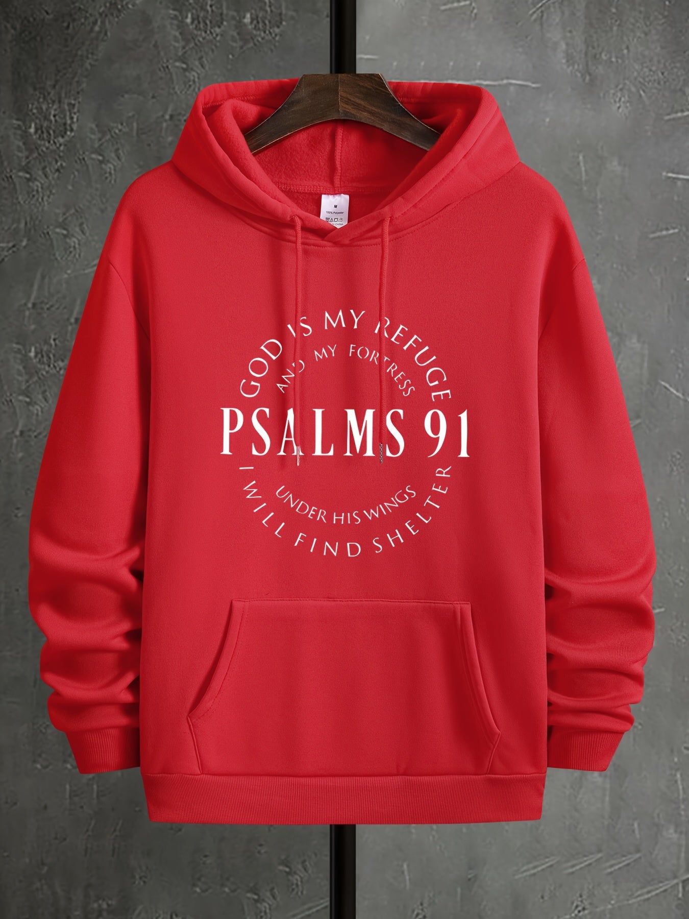 [Graphic PSALMS 91 Hoodie] Comfy Graphic PSALMS 91 Print Hoodies For Men - Kangaroo Pocket Loose Drawstring Trendy Hooded Pullover - Autumn Winter Mens Clothing