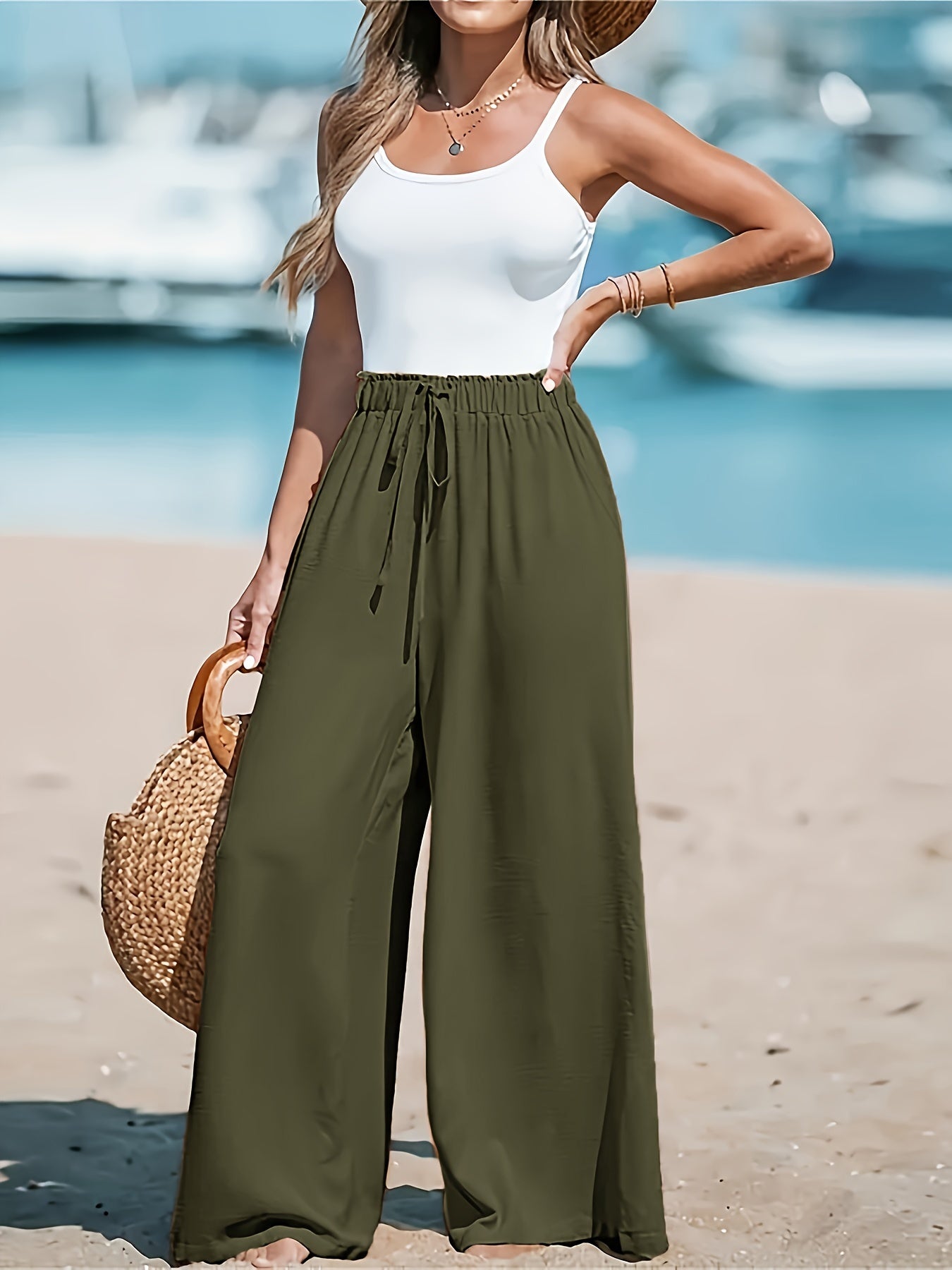 High-waisted Loose Wide-leg Breathable Pants - Comfortable Women's Casual Fashion