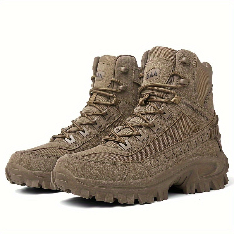 [Hiking Boots] Men's High-Top Hiking Boots - Durable, Non-Slip, Lace-Up - Outdoor Adventures & Sports