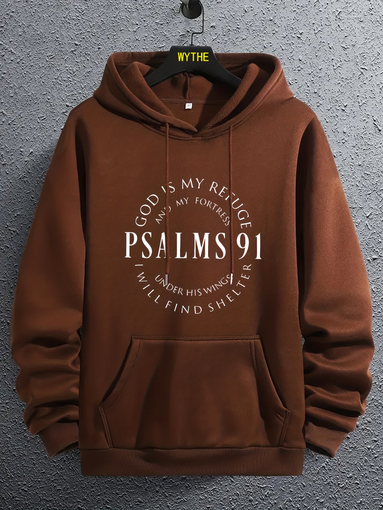 [Graphic PSALMS 91 Hoodie] Comfy Graphic PSALMS 91 Print Hoodies For Men - Kangaroo Pocket Loose Drawstring Trendy Hooded Pullover - Autumn Winter Mens Clothing