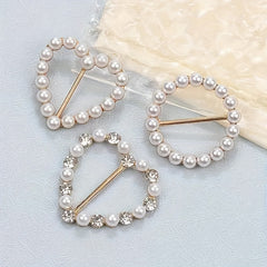 8-Pack Elegant Alloy Brooch Pins Set with Pearls and Rhinestones, Assorted Minimalist Irregular Shapes - Fashion Garment and Scarf Accessory