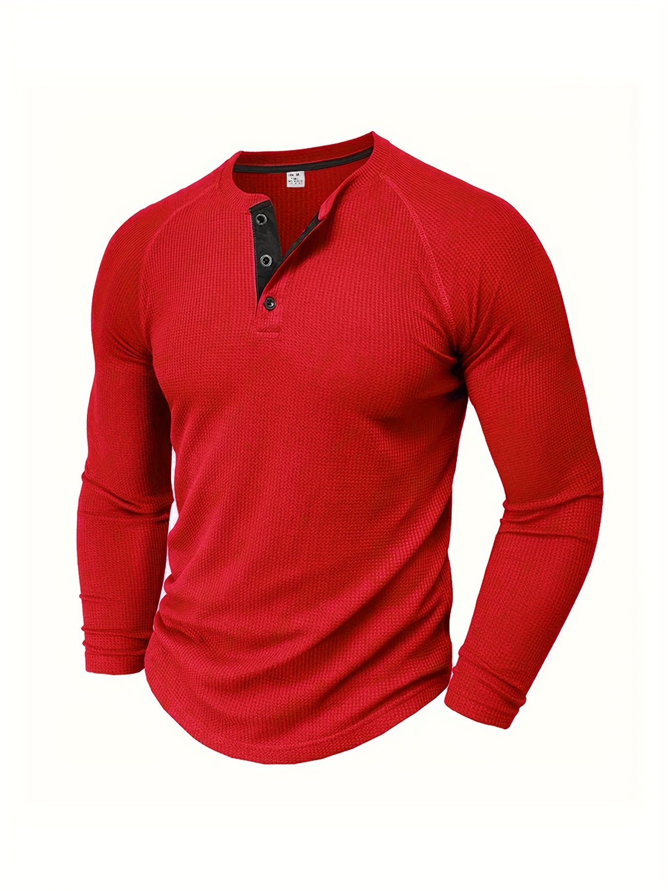 [Loose Solid Henley Shirt] Men's Loose Solid Henley Shirt, Crew Neck Half Button Long Sleeve Shirt For Spring Fall Outdoor Activities