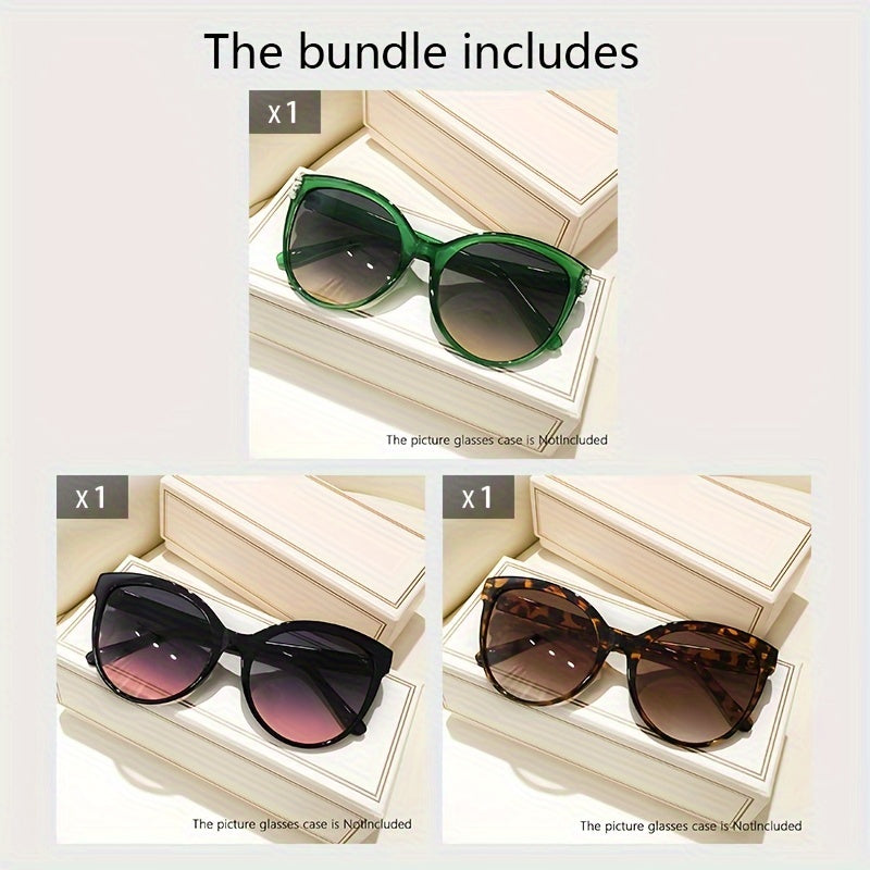 Oversized Cat Eye Fashion Glasses for Women - Y2K Jelly Green Fashion Oval Shades with Anti-Reflective Lenses, Luxury Holiday Accessories & Glasses Bag