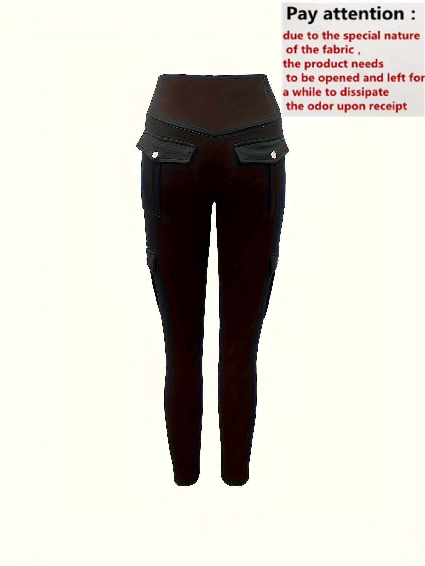 With Pockets Solid Color Butt Lifting Yoga Leggings, Women's Running Sports Tight Pants for Fall & Winter Activewear