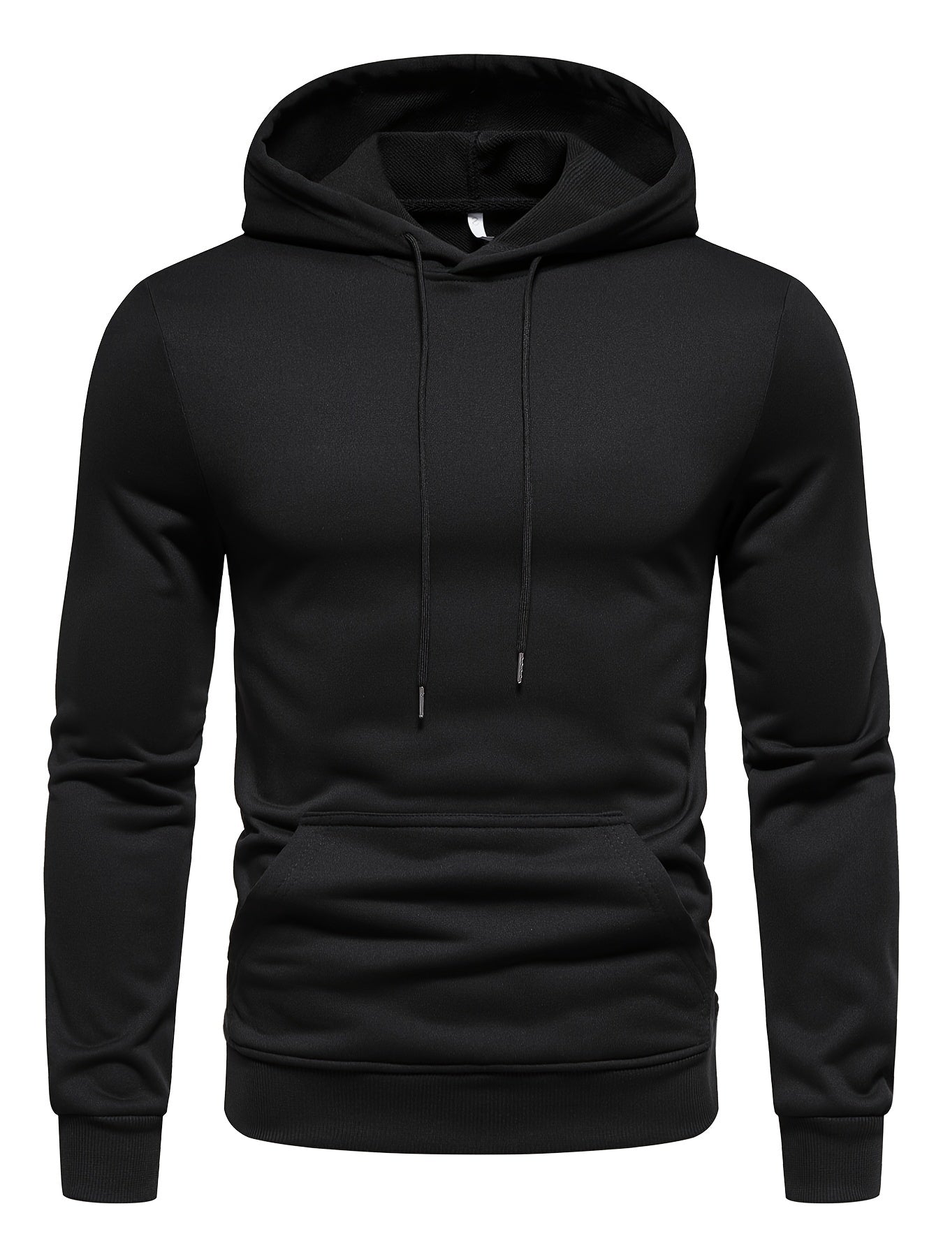 Men's Long Sleeve Solid Hoodies Street Casual Sports And Fashionable With Kangaroo Pocket Sweatshirt, Suitable For Outdoor Sports, For Autumn And Winter, Fashionable And Versatile